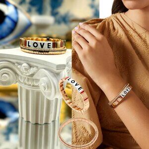 🆕 ROXANNE ASSOULIN 🧿 NWOT Golden LOVE Bracelet Set - Set of 2